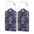 thumbnail image 5 of Rocae Lavender Flowers for Leather Luggage Baggage Tags ID Label Privacy Cover ID Label with Stainless Steel Loop and Address Card, 5 of 5