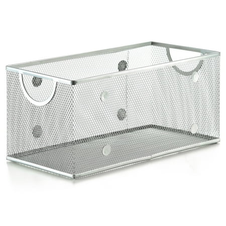 Book Storage Boxes - YBMHome 1118 Silver Mesh Open Bin Storage Basket Dvd Cd Book Holder