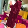 thumbnail image 5 of Womens Velvet Tunic Mini Dress Fall Fashion Lantern Long Sleeve Shirt Dress Crewneck Casual Loose Fit Pullover Dress, 5 of 8