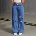 thumbnail image 2 of THDHVS Baggy Jeans for Woman,Womens Jeans,Women's Wide Leg Jeans High Waiste Strechy Hem Zimbaplatinum Denim Pants Dark Blue XS, 2 of 6