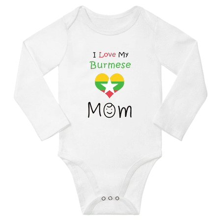 

I Love My Burmese Mom Baby Long Slevve Bodysuit (White 3-6 Months)