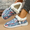 thumbnail image 5 of Christmas Women Winter Shoes Cartoon Print Fur Lined Wide Width Lace up Round Toe Fashion Casual Shoes, 5 of 9