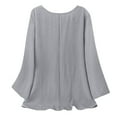 thumbnail image 6 of yoeyez Cotton Linen Tops for Women 3/4 Sleeve Tunic Tops Loose Crew Neck Solid Color T Shirts Dressy Lightweight Business Casual Blouse Gray,M, 6 of 6