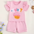 thumbnail image 2 of TOWED22 Toddler Girl 2 Piece Outfits Basic Crew Neck Short Sleeve Tee Top Shirt + Shorts Sets Casual Summer Clothes(Pink,2-3 Y), 2 of 9