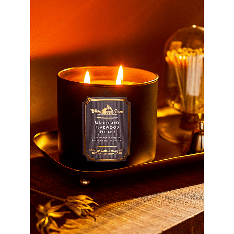 Bath Body Works Scented White Barn 3 Wick Candle Mahogany Teakwood High Intensity Walmart
