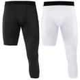 thumbnail image 2 of Pantalones de hombre Pantalones ajustados de una pierna para hombre mallas 3/4 capa base atlética ropa interior de baloncesto para hombre, 2 of 7