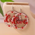 thumbnail image 3 of Pnellth Valentine Day Earrings 1 Pair Women Color Contrast Love Letter Print Earrings Pink Series Hook Earrings Romantic Valentine Day Drop Earrings, 3 of 8