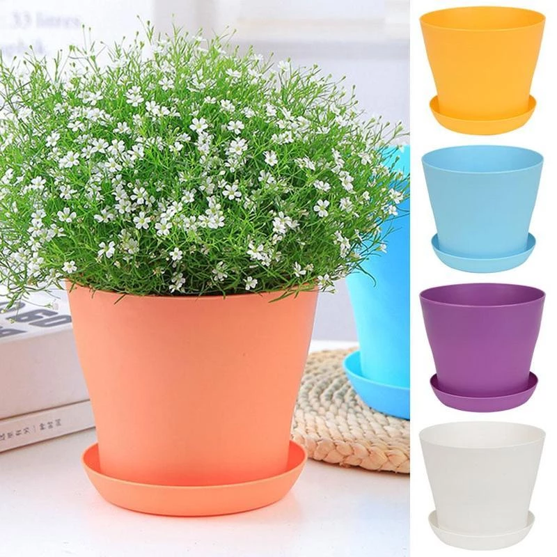 8 Pack Plastic Flower Plant Pots, 5.5 Inches Thickened Seedlings