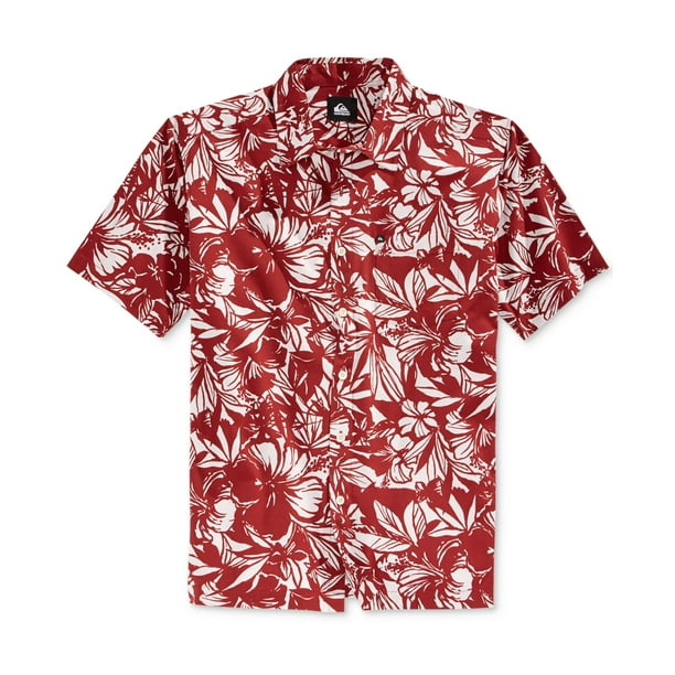 Quiksilver - NEW Red Mens Size XL Chest-Pocket Hawaiian Button Down ...