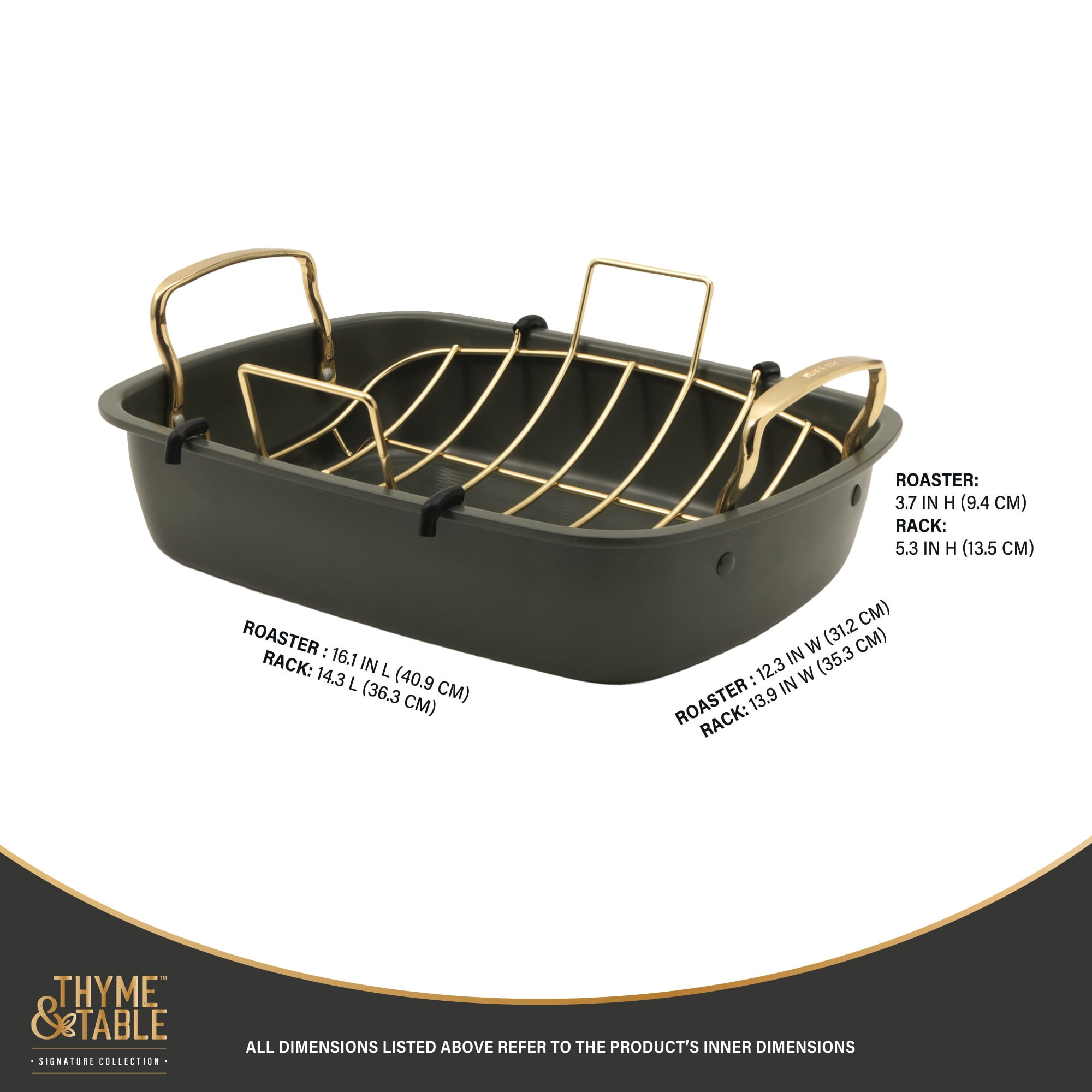 Thyme & Table 2-Piece Roaster with Rack - Green