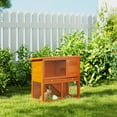 thumbnail image 2 of PawHut 2-Level Wooden Rabbit Hutch with Run, 2 of 10