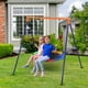 thumbnail image 1 of Juego de columpios con plato de 440 libras, estructura metálica en A resistente y cuerdas ajustables, columpio redondo para patio trasero, parque o área de juegos, 1 of 7