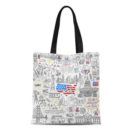 JSDART Canvas Bag Resuable Tote Grocery Shopping Bags Usa Outline ...