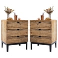 thumbnail image 1 of Juego de 2 mesas de noche estilo farmhouse de madera Wnutrees con 3 cajones, 1 of 7