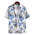 thumbnail image 2 of Camisas Oversize Hombre Camisa de manga corta con solapa y hebilla de bolsillo con impresión digital 3D para hombre (Blue, XXL), 2 of 3