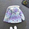 thumbnail image 4 of GYRATEDREAM Kids Girls Bear Ear Hooded Winter Jacket Fleece Lined Cartoon Rabbit Print Warm Coat 2-10Y, 4 of 8