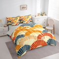 thumbnail image 3 of Feelyou Tokyo Folding Fan Twin Bedding Sets 7-Piece, Chic Stripes Minimalism Bedding Comforter Set, Retro Japanese Style Reversible Sheet Sets, Breathable Home Decor, 3 of 8