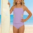 thumbnail image 6 of Girls 2 Piece Tankini Swimsuit Adjustable Straps Cut Out Solid Color Bathing Suit with Padded Shell Tween Swimwear for Beach Pool Vacation(Purple/160), 6 of 7