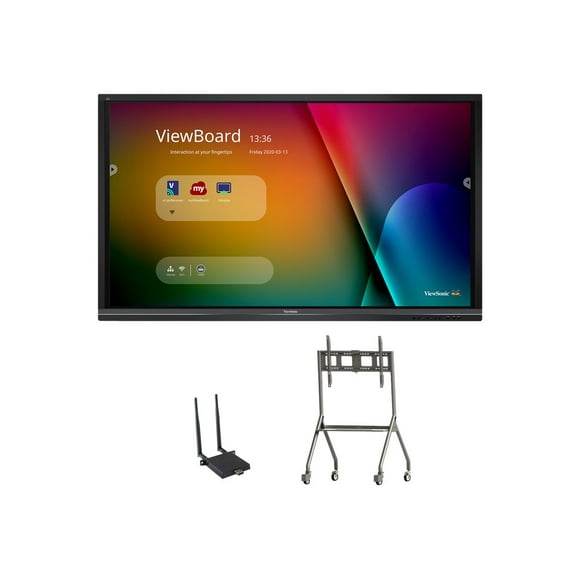ViewSonic ViewBoard IFP8650-E4 - 86" Diagonal Class LED-backlit LCD display - interactive - with touchscreen - 4K UHD (2160p) 3840 x 2160 - with ViewSonic LB-WIFI-001 Adapter, ViewSonic VB-STND-005 Cart