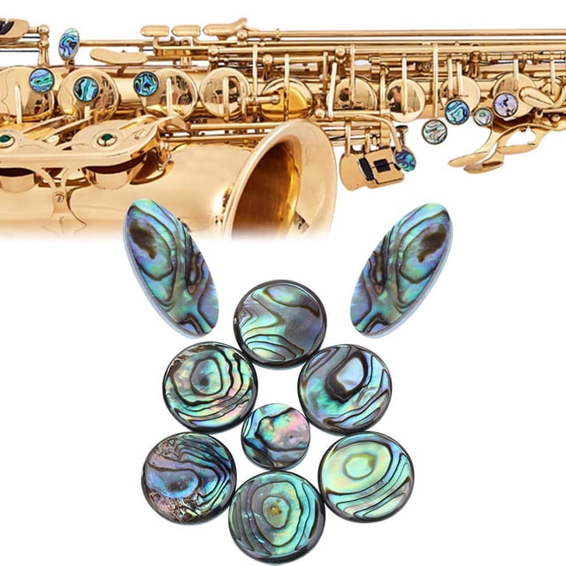 9 Uds Botones de llave de Concha de abulón Bling Bling para saxofón Multicolor