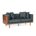 thumbnail image 2 of Noble House Beeson Fabric Tufted Loveseat with Accent Pillows, Charcoal and Dark Walnut, 2 of 9