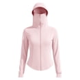 thumbnail image 6 of Vinsonshop UPF 50+ Women's Sun Shield Hooded Jacket Lightweight Zip Front Sun Protection Shirt with Built-in Face Mask for Outdoor Sports Pink L, 6 of 6