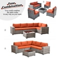 thumbnail image 3 of Vcatnet 6 Pieces Patio Furniture Outdoor Sectional Sofa Wicker Conversation Set with Coffee Table for Garden,Poolside,Orange red, 3 of 8