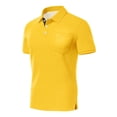thumbnail image 4 of Polo Shirts for Men Cotton Pique Short Sleeve Golf Shirts with Pocket Classic Casual Moisture Wicking Polos Yellow 5XL, 4 of 5
