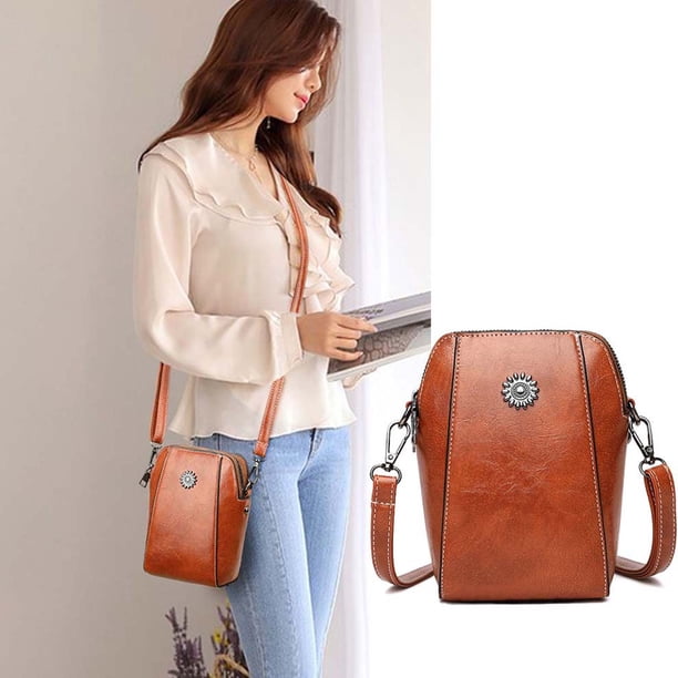 Mochila vertical para teléfono, bolsa cruzada pequeña, estilo minimalista, teléfono inteligente, bolsa para mujer, portátil, ajustable, material de cuero, para oficina, alta capacidad, fácil