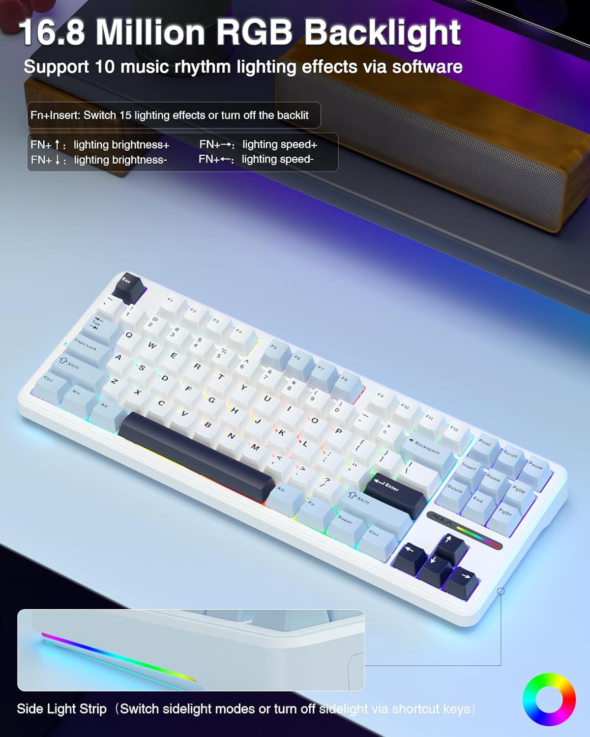 Restored AULA F87 Wireless Mechanical Keyboard, 75% TKL Custom Hot Swappable Gaming Keyboards with PBT Keycaps, Pre-lubed Greywood Switches, RGB Backlit Creamy Keyboard, 2.4GHz/USB-C/BT5.0 (Refurbished)