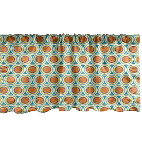 Ambesonne Retro Window Valance, Vintage Geometrical Motifs, 54" X 12", Orange Cream Sea Blue