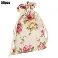 thumbnail image 3 of 50PCs Burlap Bag Drawstring Flower‑Pattern Jewelry Packing Christmas Day Wedding Party Supplies, 3 of 14