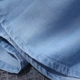 thumbnail image 5 of Girls Sleeveless Denim A-Line Dress Ruffle Collar Front Tie Bow Lightweight Summer Sundress Kids Casual Cool Ice Silk Princess Dress(Blue,4-5 Years), 5 of 9