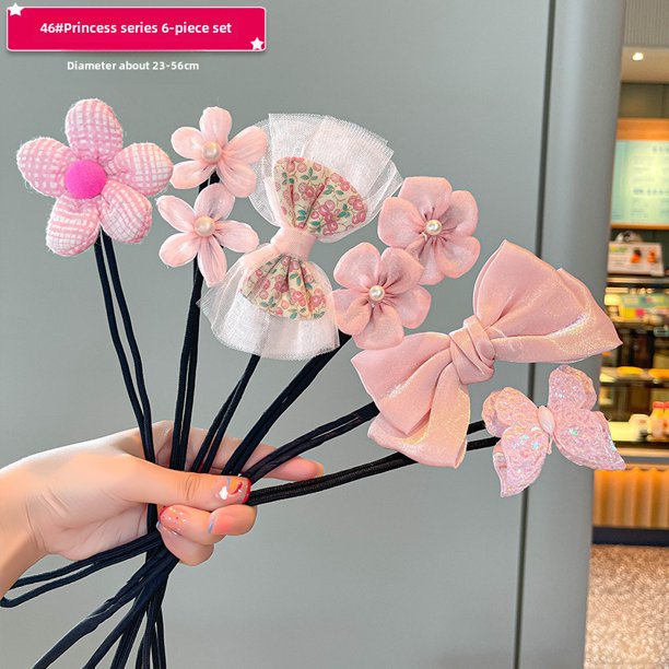 Artefacto para la cabeza con forma de bola para niña, tocado de flores para la espalda, bonito tocado de flores para niña pequeña