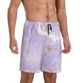 thumbnail image 2 of Naloa Lavender Glitter Foil Stripes Men's Short Pajama Pants, Lounge Comfort Shorts with Elasticized Waistband and Side Pockets - Small, 2 of 9