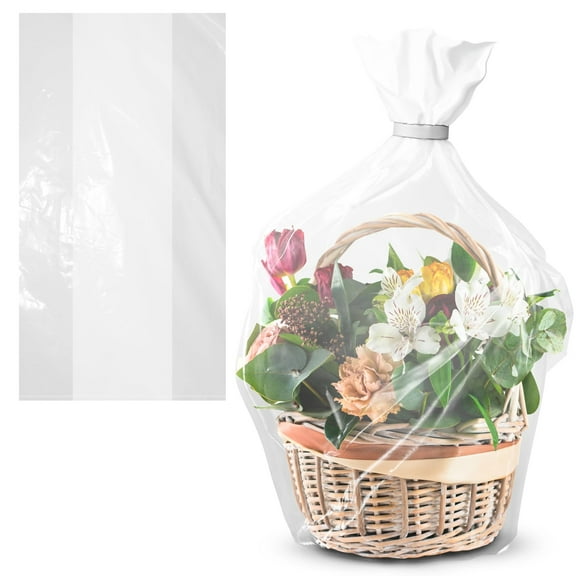 Clear Gusseted Poly Bags, 2 Mil Thick Food Safe, 150 Count, 24 x 24 x 48 in