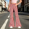 thumbnail image 2 of School Uniform for Girls Slim Fit High Waist Pocketed Elastic Striped Print Flared School Uniform Trousers Back-To-' Pants 5-6 Years, 2 of 6