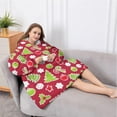 thumbnail image 5 of Oversized Wearable Blanket Hoodie,Red Christmas Decoration Pattern Sherpa Blanket Hoodie with Super Pockets,Super Warm Fuzzy Pullover for Women & Men, 5 of 6