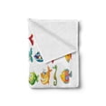 thumbnail image 2 of Fish Soft Flannel Fleece Throw Blanket, Composition of Sea Creatures Nursery Cartoon Style Vivid Colors Happy Fish Abstract, Cozy Plush for Indoor and Outdoor Use, 50" x 70", Multicolor, by Ambesonne, 2 of 5
