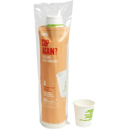 Perk Compostable Paper Hot Cup 10 Oz. White/Green PK56223
