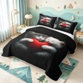 thumbnail image 3 of meiyoeat Cute Kitten Heart Bed Spread Queen,Cartoon Print Queen Coverlet Set,3-Piece,1 Quilt and 2 Pillowcases, 3 of 7