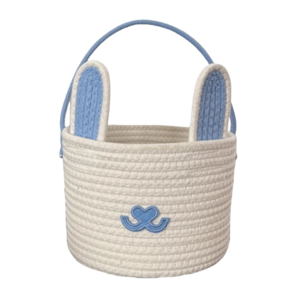 Woven Easter Basket, Cute Bunny Easter Basket for Kids, Gifting Basket with Handles for Teen Toddler adults, Empty Storage Basket for Filling Stuffers Gifts Candy Sanck Eggs Chocolate Toys