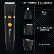 HATTEKER 3-in-1 Men's Body Hair Trimmer, Beard Trimmer, Nose Hair Trimmer, Hair Clipper Multigrooming Set with Attachments Waterproof