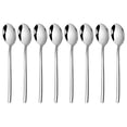 thumbnail image 1 of Naiovety Cucharas coreanas de acero inoxidable de 8 piezas, excelente durabilidad, mangos largos, cucharas para sopa, cuchara para arroz Mostrada, 1 of 6