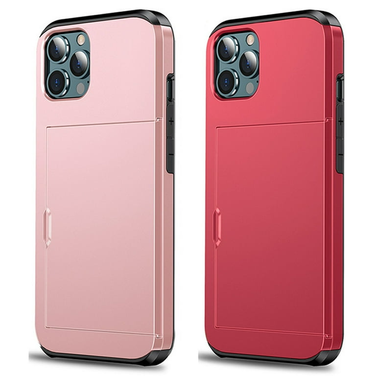 2PCS Phone Case Credit Card Slot Sliding Hidden Protective Shell