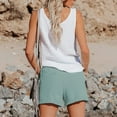 thumbnail image 5 of BKQCNKM Wide Leg Shorts for Women, Linen Shorts for Women, Linen Shorts for Women, Beach Shorts for Women, Drawstring Shorts Women, Mint Green 5XL, 5 of 9