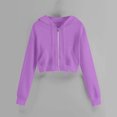 thumbnail image 2 of Women's Zip Up Hoodies Cropped Cardigan Jacket Drawstring Hooded Sweatshirts Casual Long Sleeve Top, 2 of 5