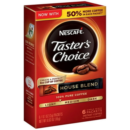 (5 Pack) NESCAFE TASTER'S CHOICE House Blend Medium Light Roast Instant Coffee 6-0.1 oz.