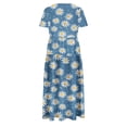 thumbnail image 5 of gljltg Women's Casual Flower Print Tiered Maxi Dress with Pockets, Polyester Spandex Lightweight Breathable Summer Winter, Beach Travel Work Party Outfit, Easy Care Washable, 5 of 6