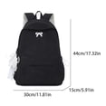 thumbnail image 2 of Solid Color School Backpack, Bow Embroidery Backpack with Pendant, Lightweight Breathable Bookbag for Middle School College, Black, 2 of 9